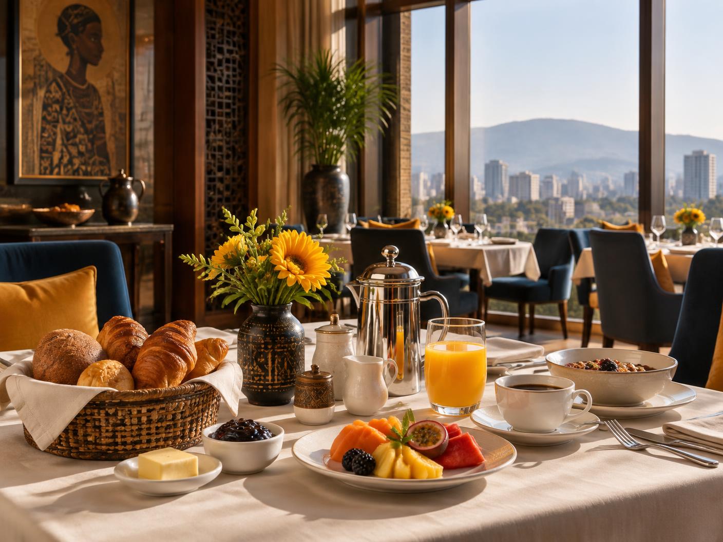 Continental breakfast served at Park Lane Addis Hotel